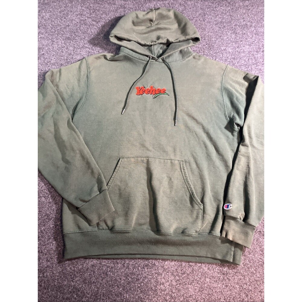 Champion x Larry June Yeehee Embroidered Pullover Hoodie Green Mens Size M